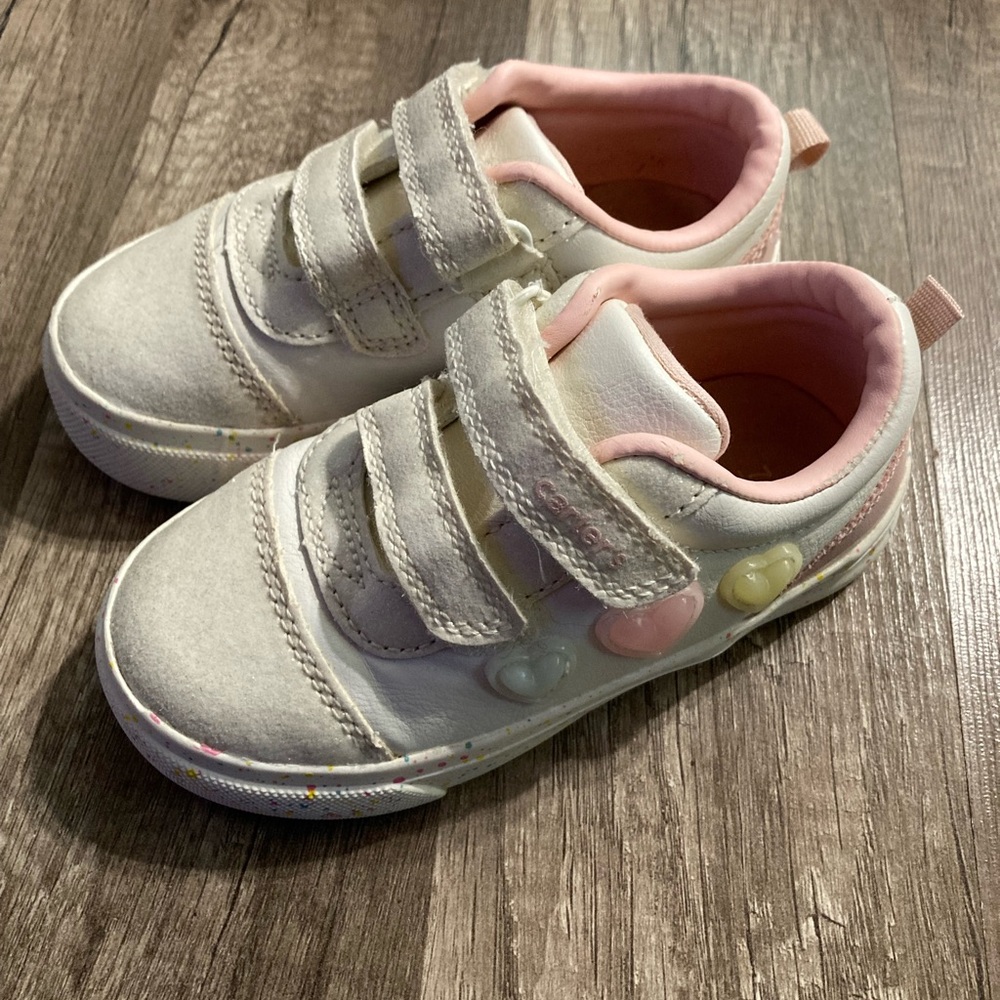 Carter's White and Pink Kids Sneakers
